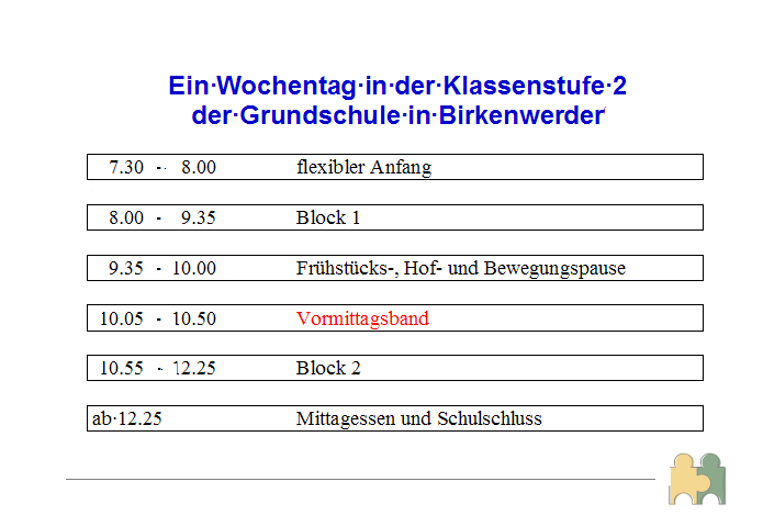 Ein Wochentag in der Grundschule